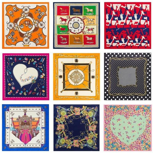 

48 colour brand matagorda woman scarf new 60cm carriage flower small kerchief harajuku head scarf bandana scarves1, Blue;gray
