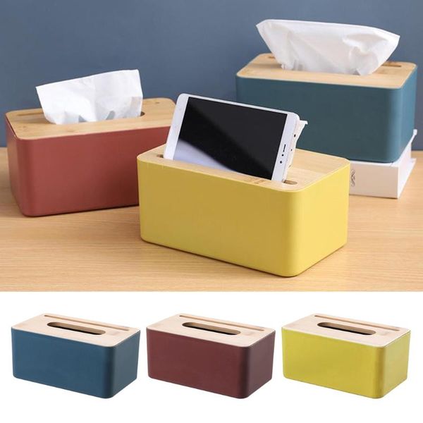 

bamboo cover tissue box case phone paper holder storage dispenser rectangle