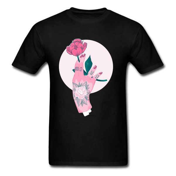 

rose hand grow art design черный tshirt с коротким рукавом цветочные tops печатных тройники толстовка бесплатная доставка толстовка с капюшо