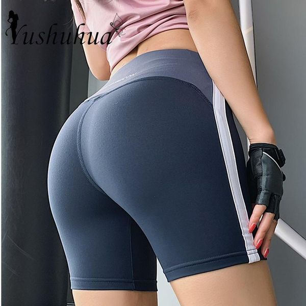 

women high waist energy seamless yoga shorts push up hip gym shorts colorblock fitness sports leggings elasticity running, White;red