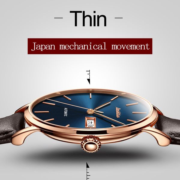 

mechanical watch jsdun switzerland tourbillon watches leather business automatic watch water resistant relojes hombre new, Slivery;brown