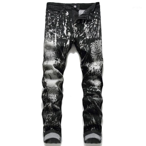 

spring men new 2021 fashion denim ankle-length modis pants slim plus size trousers brand clothing streetwear jeans 38-401, Blue