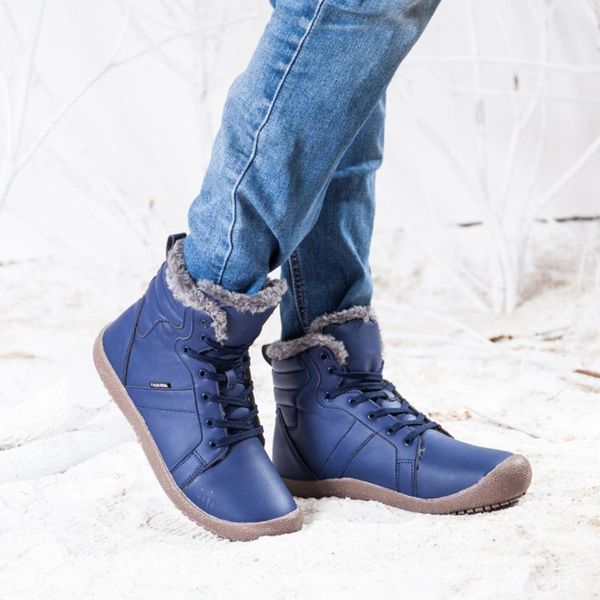 

women's leather running shoes outdoor running skiing Â women warm platform boots rubber sole buckle booties couple sneakers, Black