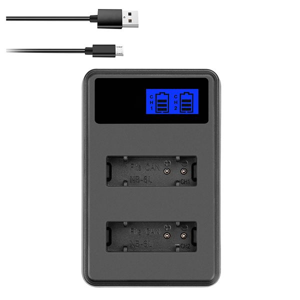 

nb-6l nb 6l nb-6lh lcd dual slots battery charger for canon ixus 310 sx240 sx275 sx280 sx510 sx500 hs 95