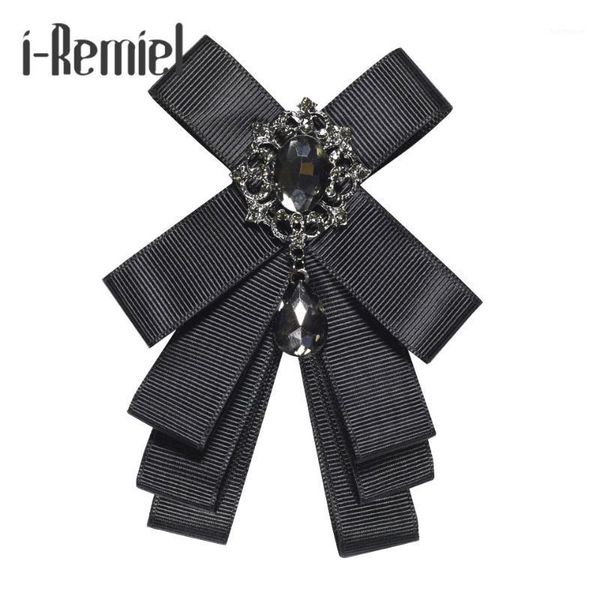

i-remiel fabric rhinestone flower bow brooch lapel pins and brooches corsage harajuku blouse shirt collar accessories men1, Gray