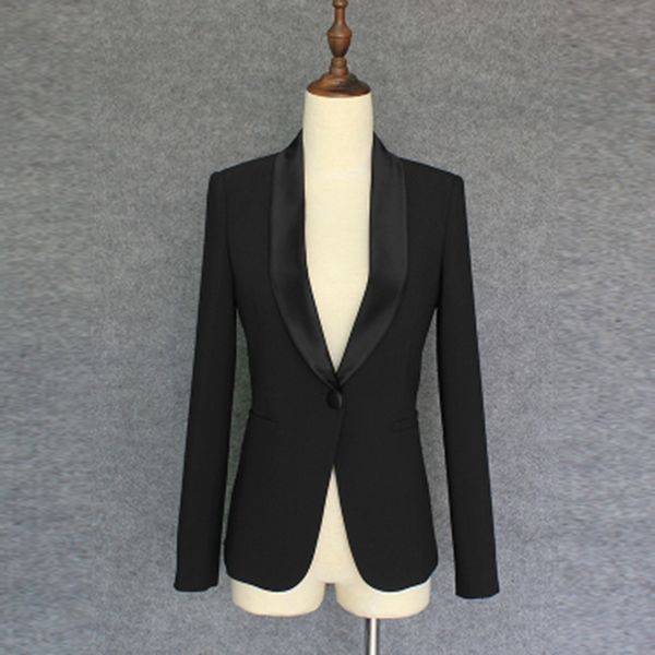 

new fashion designer blazer jacket women's single button shawl collar blazer outer 201102, White;black