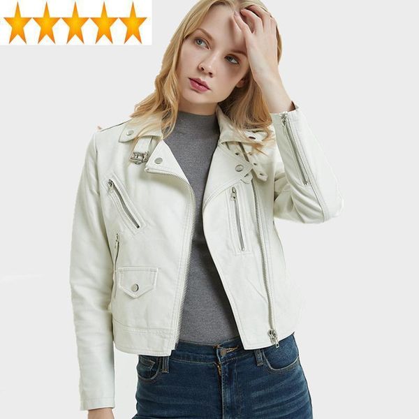 

coat women's short faux pu motorcycle biker jacket korean slim woman leather jackets 2021 kj20041, Black