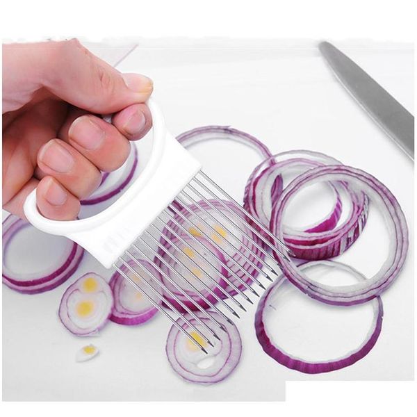 

wholesale kitchen gadgets hands onion slicer durable easy onion holder slicer vegetable tools tomato cutter stainless steel bc bh0585 dwn8h