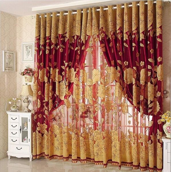

[byetee] peony jacquard rotten flower yarn window curtain cloth b kitchen voile curtains for bedroom living room