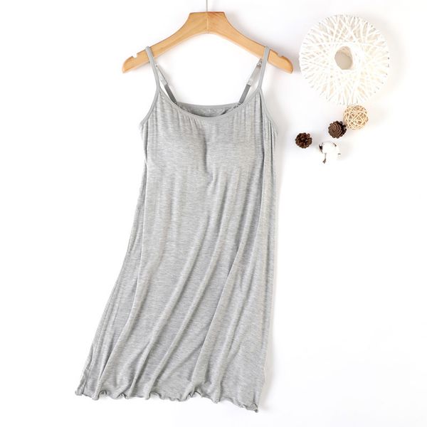 

2021 new women's nightgown chest padded push up cup underwear spaghetti strap modal one-piece lingerie sleepwear homewear ksvi, Black;red