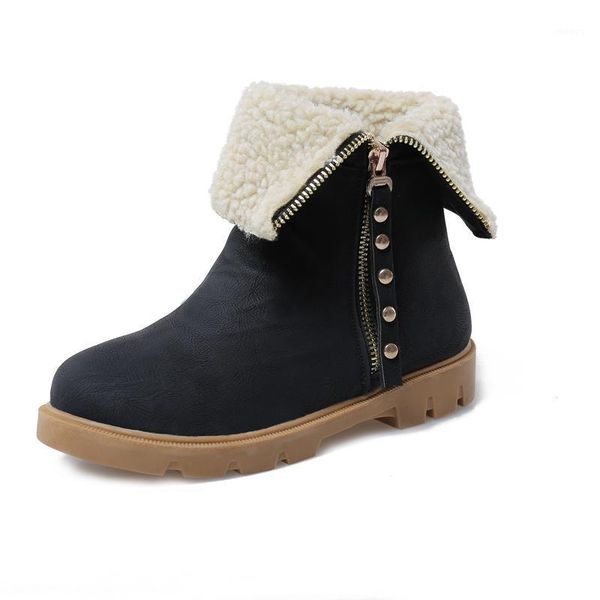 

new concise women ankle snow boots round toe winter boots fashion black brown beige grey shoes woman us size 4-10.51