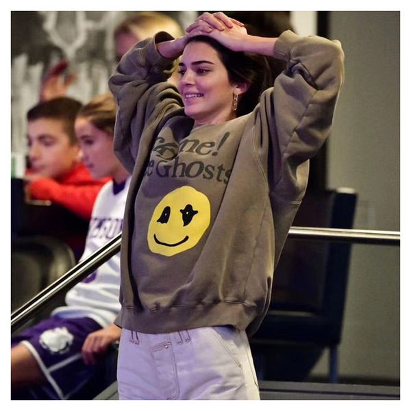 

2021 new kanye west sweatshirt men street windsuits smiling face three-dimensional print loose-sleeved jacket sweatshirts men's hoodie, Black