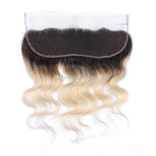 

selling ombre color #1b 613 lace frontal closure blonde 613 ear to ear full lace frontal with baby hair bleached, Black;brown