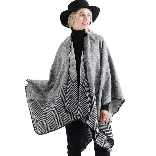 

2020 platform new fashion autumn and winter warm imitation cashmere shawl, Blue;gray
