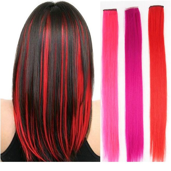 

клип в синтетическом удлинении волос длинные прямые радуги цвет поддельных волос расширения на клипах один кусок доктор wmtzsm, Black