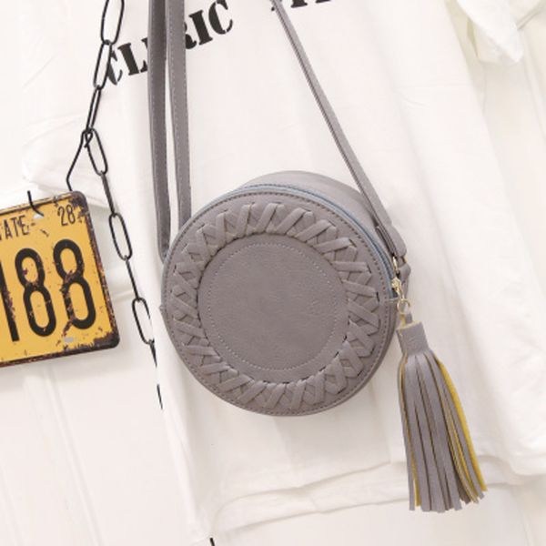

hbp non-brand new style women's bag fashion version women's shoulder bag 2020 solid color braided tassel small round bag fashion m