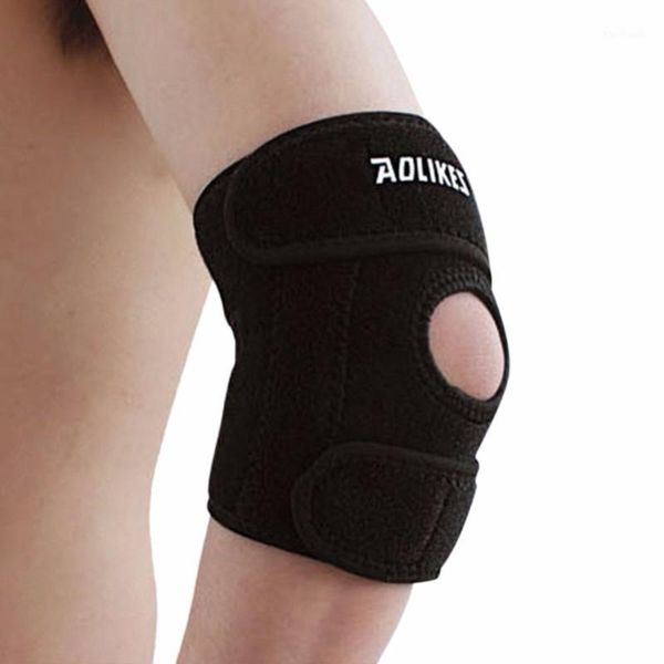 

elbow & knee pads adjustable support neoprene tennis golf arthritis epicondylitis pain brace sports gym protect winding tape1, Black;gray