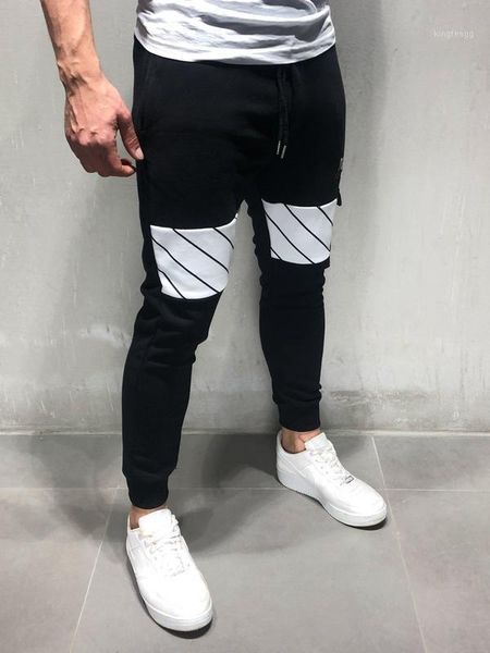 

mens joggers casual pants fitness sportswear tracksuit bottoms skinny sweatpants trousers embroidery gyms track fitness pants1, Black