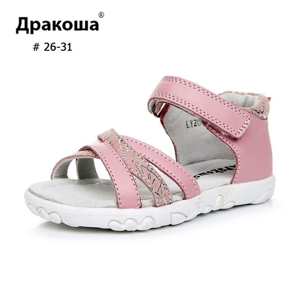 

apakowa девушка натуральная кожа летние малыши сандалии повседневный крест "х" модель односмысленное hookloop детей ноги одежды y201028, Black;red