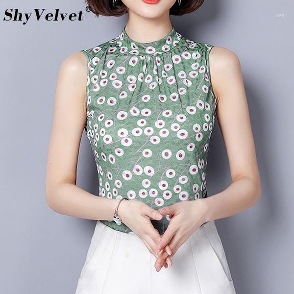 

summer new sleeveless o neck casual shirts gots floral print tank green blue red lace women plus size 3xl1, White
