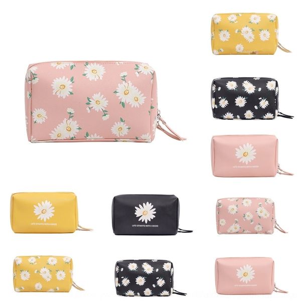 

tmxk1 waterproof red ins style girl daisy function multi makeup large cosmetic bag capacity cosmetic case portable net washing bag atupe