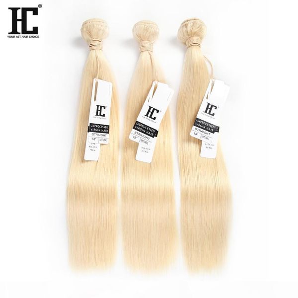 

hc hair 613 brazilian blonde virgin hair with closure 3 bundles with 4*4 lace closure straight human hair with part closure, Black;brown