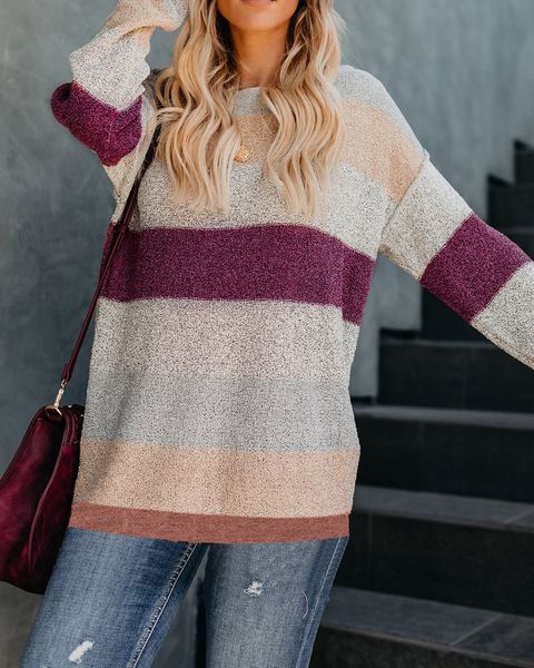 

individual color matching body split long knitting sweatera9671 loose individual color matching loose body split long knitting sweater swea, White