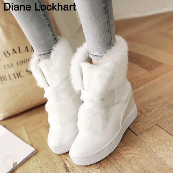 

women winter boots fashion hidden wedges warm fur shoes woman platform med-calf snow boots promotion large size 34-431, Black