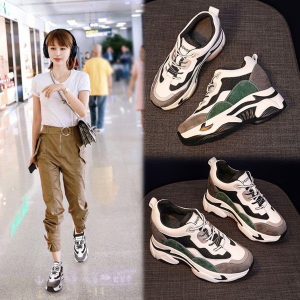 

dad shoes womens genuine leather shoes new flat height increasing heel casual sports womens shoes one product dropshipping
