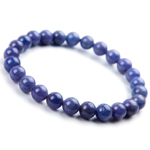 

drop shipping 7.5mm precious blue natural stone bracelets for women lady stretch crystal round bead bracelet, Black