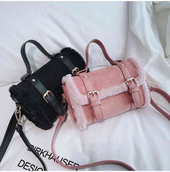 

autumn and winter plush small bag women's 2021 new fashion hand single shoulder messenger bag fashion square