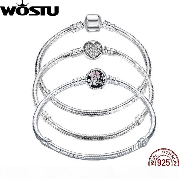 

racelets & bangles luxury 100% 925 sterling silver chain bracelet original bangle for women fit authentic charms beads jewelry bracelet w, Black