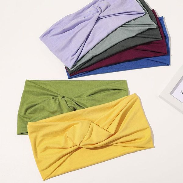

women sports yoga twisted turban solid color cross knot wide headband hairband headwrap men running head band hair accessories q sqcjdg