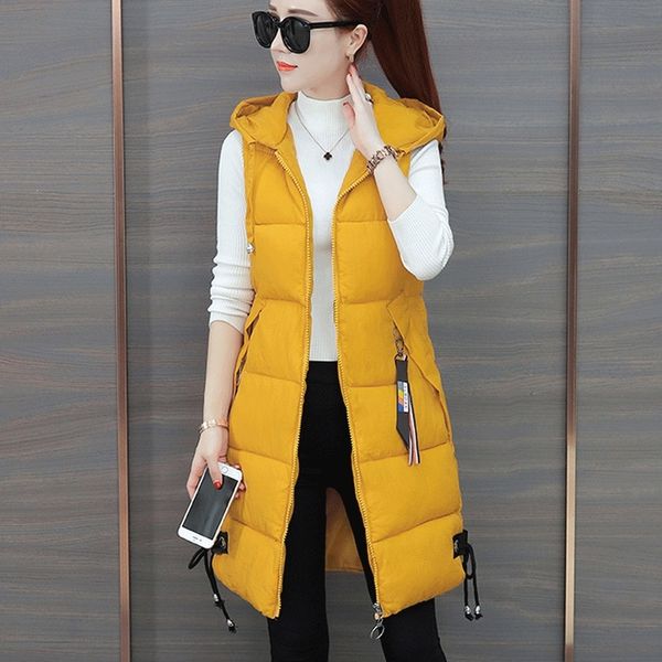 

new plus size women's vest winter jacket women green pockets hooded casual cotton sleeveless vest female winter vest waistcoat 201028, Black;white