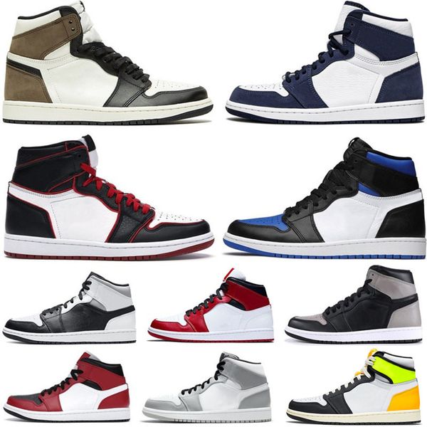 

2021 designers luxurys 1s high og mid men basketball shoes 1 navy blue dark mocha 3 shadow women sports sneakers with box, White;red