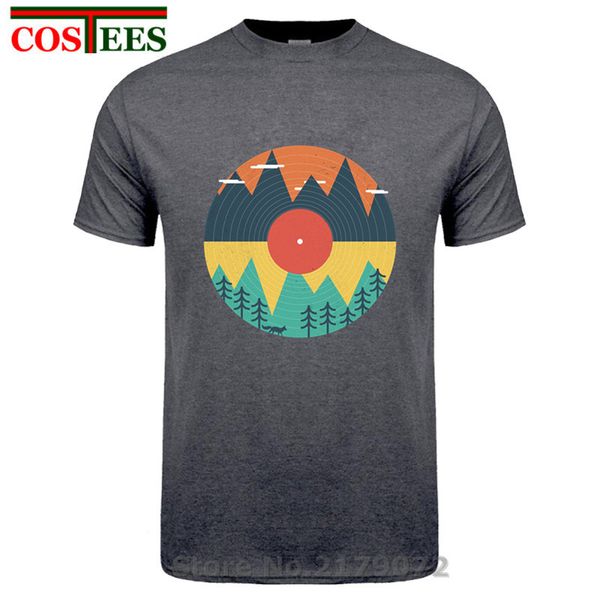 

sport 2020 elegant vinyl design record the wild t shirts men nature music t-shirts mountain landscape tee shirt wild forest fox tshirt