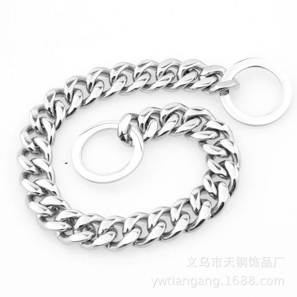 

luxury 15mm amazon titanium steel stainless steel color polished pit bull pet big dog leash pet chain collar fashion design, Golden;silver