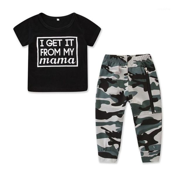 

clothing sets summer boy clothes set baby letter printing short sleeve and camouflage trousers kit kid two-piece outfit boys casual1, White
