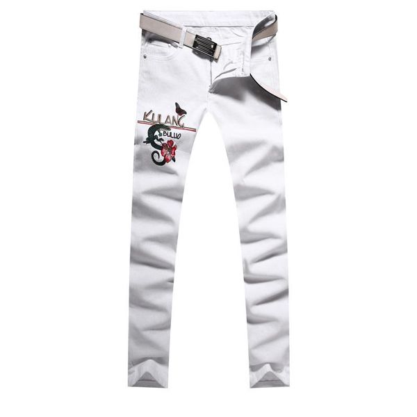 

orinery 2020 new designer white jeans men denim trousers casual fashion long elastic jeans men clothes plus size, Blue