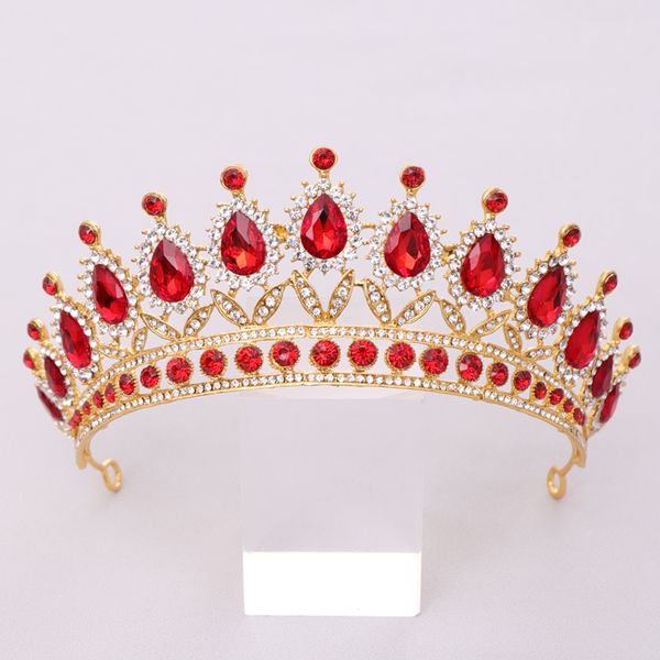 

luxury red rhinestone crystal wedding crown hair accessories bride tiaras queen diadem pageant bridal hair jewelry accessories j0121, Slivery;golden