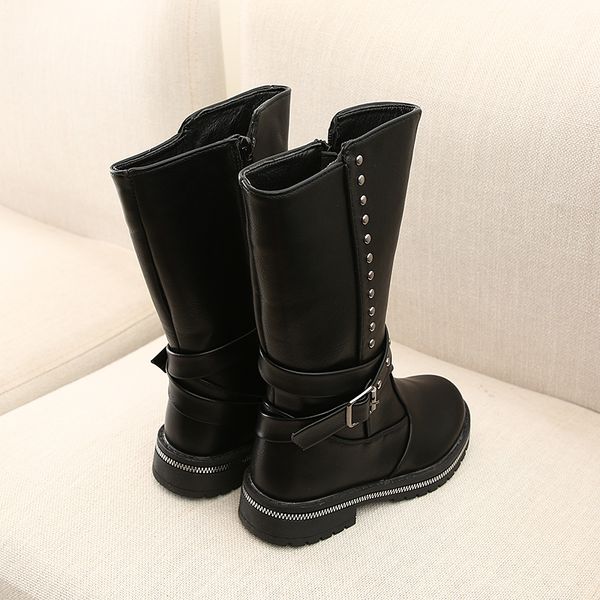 

comfy kids girls boots shoes winter cotton warm plush girls snow boots for kids children pu leather boot for girls lj200911, Black;grey