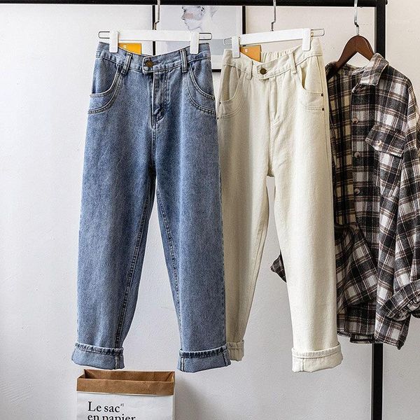 

high waist women harem denim jeans women loose vintage light blue jeans1