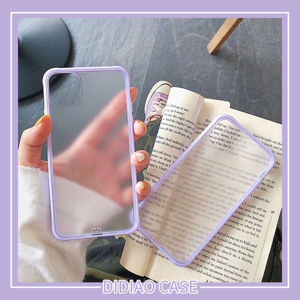 

taro frame soft purple simple transparent shell for 11pro maxx xs xr / se mobile phone case 7 female 8plus frosted silica gel package
