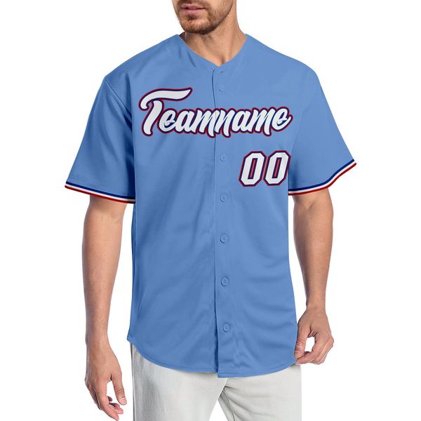 

custom light blue white-royal-008 authentic baseball jersey, Blue;black