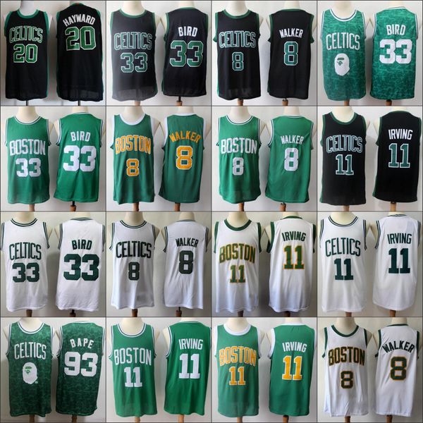 

бостон celtics. мужской гордон хейворд ларри птица кири ирвинг кемба уокер нба заработал джерси, Black;red
