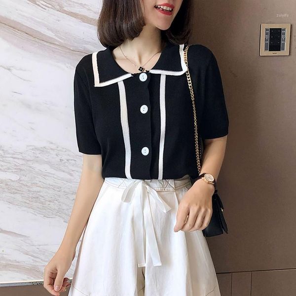 

female ice silk blouse women loose short-sleeved shirt blouse turn-down collar shirt1, White