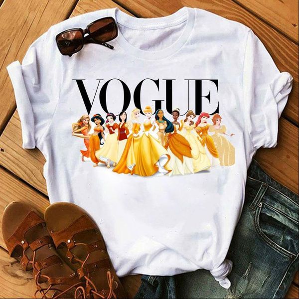 

summer vogue princess printed t shirt casual t shirt for women lady girls fashion tee shirts harajuku t shirts tee, White