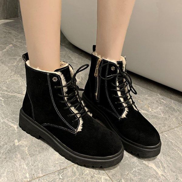 

women boots non-slip women winter snow boots fur warm ankle for shoes female booties botas mujer plussize 35-43, Black
