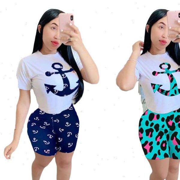 

sport suit for ladies casual print sport suit with round neck and short sleeves for ladies two piece suit for ladies, Gray