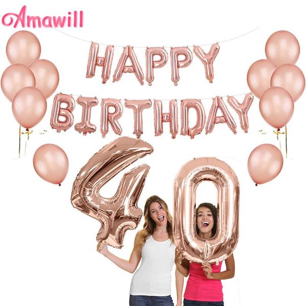 

amawill 40 years old anniversary party for number rose gold ballon latex balloons for 40th birthday party decorations 7d qyldzo